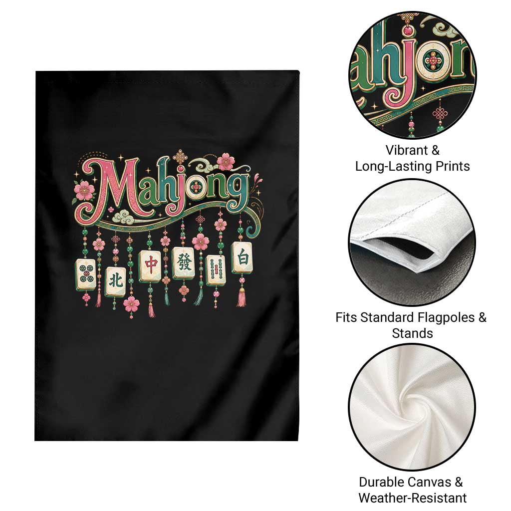Funny Mahjong Lovers Garden Flag Funny Mahjong Lovers Chinese Game Floral Vintage Aesthetic Graphic