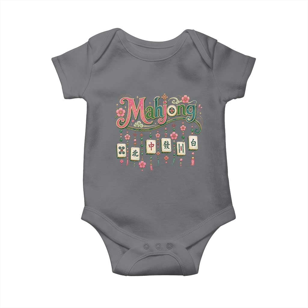 Funny Mahjong Lovers Baby Onesie Funny Mahjong Lovers Chinese Game Floral Vintage Aesthetic Graphic