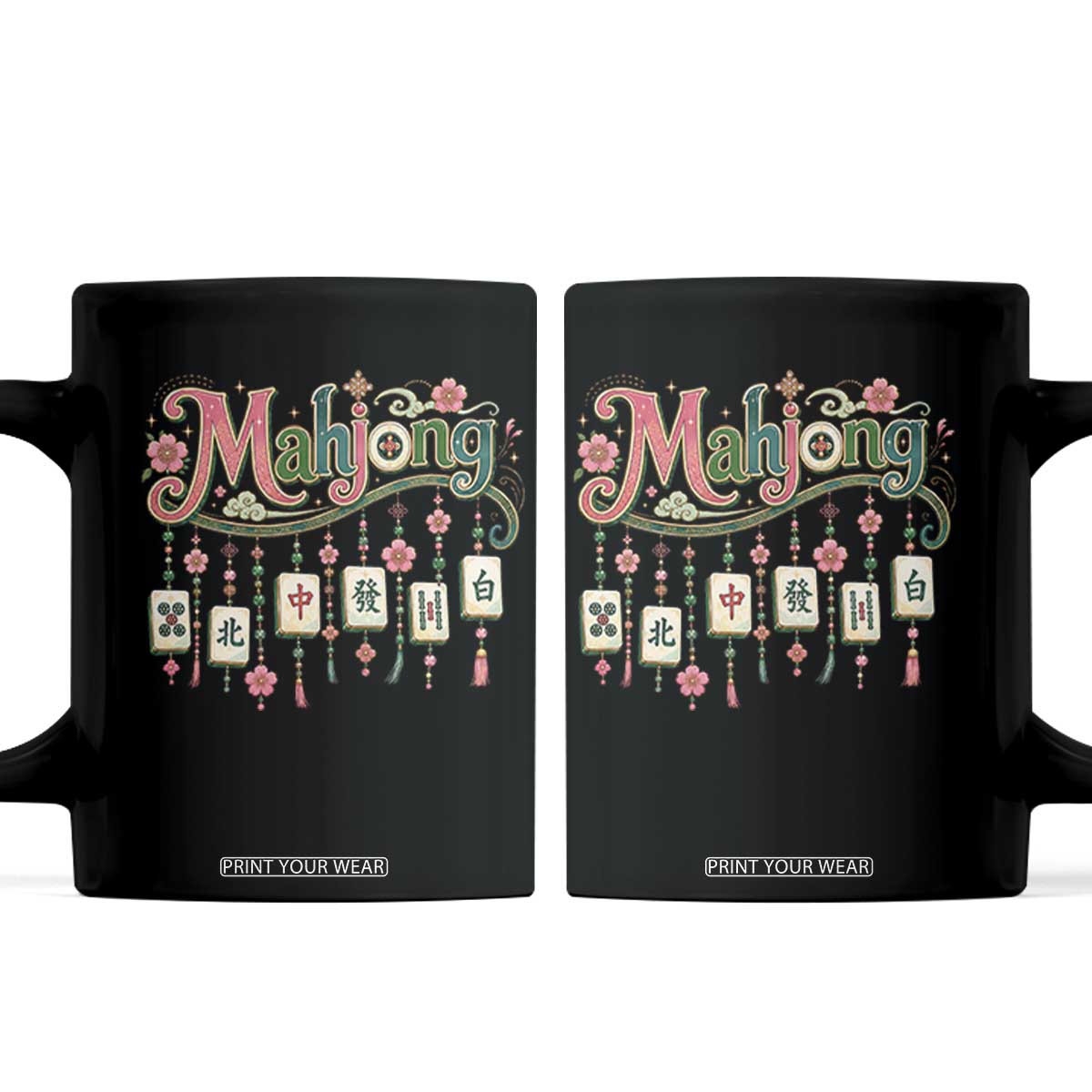 Funny Mahjong Lovers Coffee Mug Funny Mahjong Lovers Chinese Game Floral Vintage Aesthetic Graphic