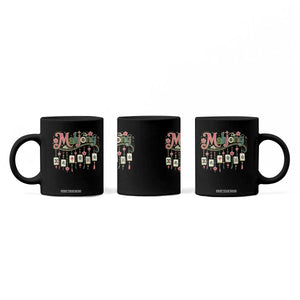 Funny Mahjong Lovers Coffee Mug Funny Mahjong Lovers Chinese Game Floral Vintage Aesthetic Graphic