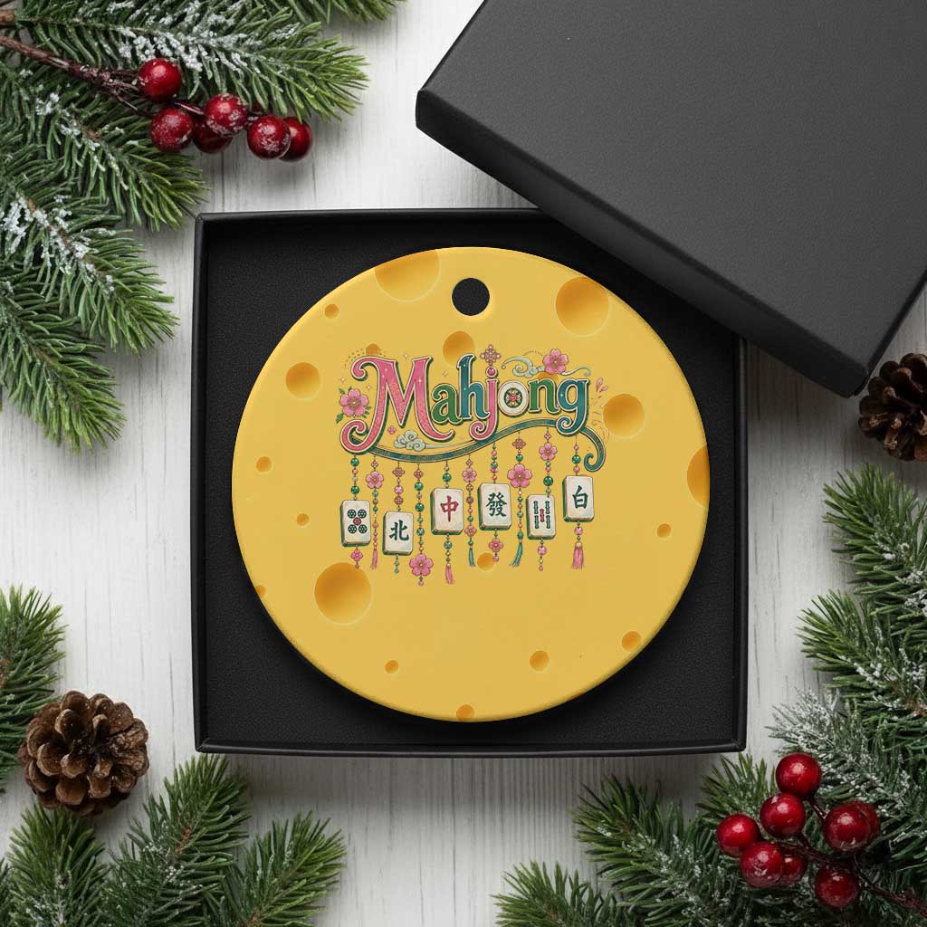 Funny Mahjong Lovers Ceramic Ornament Funny Mahjong Lovers Chinese Game Floral Vintage Aesthetic Graphic