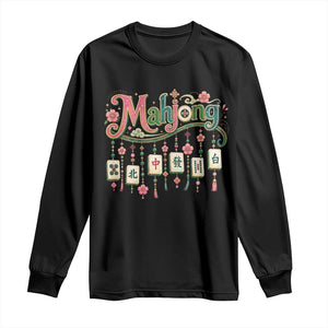 Funny Mahjong Lovers Long Sleeve Shirt Funny Mahjong Lovers Chinese Game Floral Vintage Aesthetic Graphic