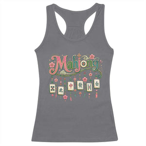 Funny Mahjong Lovers Racerback Tank Top Funny Mahjong Lovers Chinese Game Floral Vintage Aesthetic Graphic