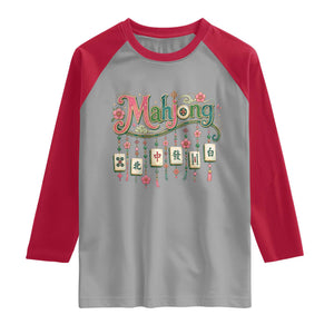 Funny Mahjong Lovers Raglan Shirt Funny Mahjong Lovers Chinese Game Floral Vintage Aesthetic Graphic