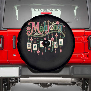 Funny Mahjong Lovers Spare Tire Cover Funny Mahjong Lovers Chinese Game Floral Vintage Aesthetic Graphic TS10 Black Print Your Wear