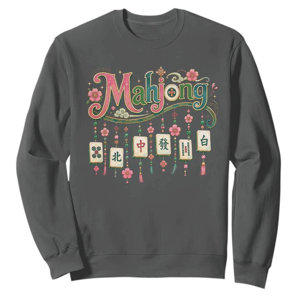 Funny Mahjong Lovers Sweatshirt Funny Mahjong Lovers Chinese Game Floral Vintage Aesthetic Graphic
