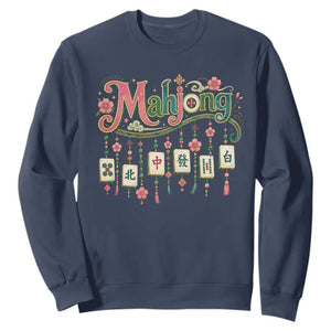 Funny Mahjong Lovers Sweatshirt Funny Mahjong Lovers Chinese Game Floral Vintage Aesthetic Graphic