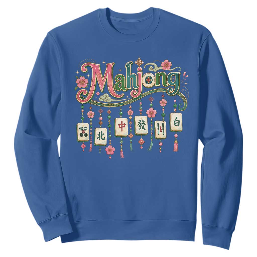 Funny Mahjong Lovers Sweatshirt Funny Mahjong Lovers Chinese Game Floral Vintage Aesthetic Graphic