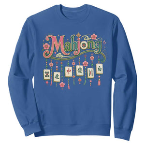Funny Mahjong Lovers Sweatshirt Funny Mahjong Lovers Chinese Game Floral Vintage Aesthetic Graphic