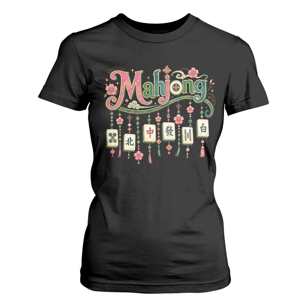 Funny Mahjong Lovers T Shirt For Women Funny Mahjong Lovers Chinese Game Floral Vintage Aesthetic Graphic