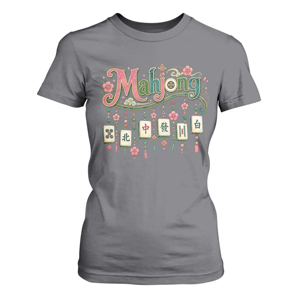 Funny Mahjong Lovers T Shirt For Women Funny Mahjong Lovers Chinese Game Floral Vintage Aesthetic Graphic
