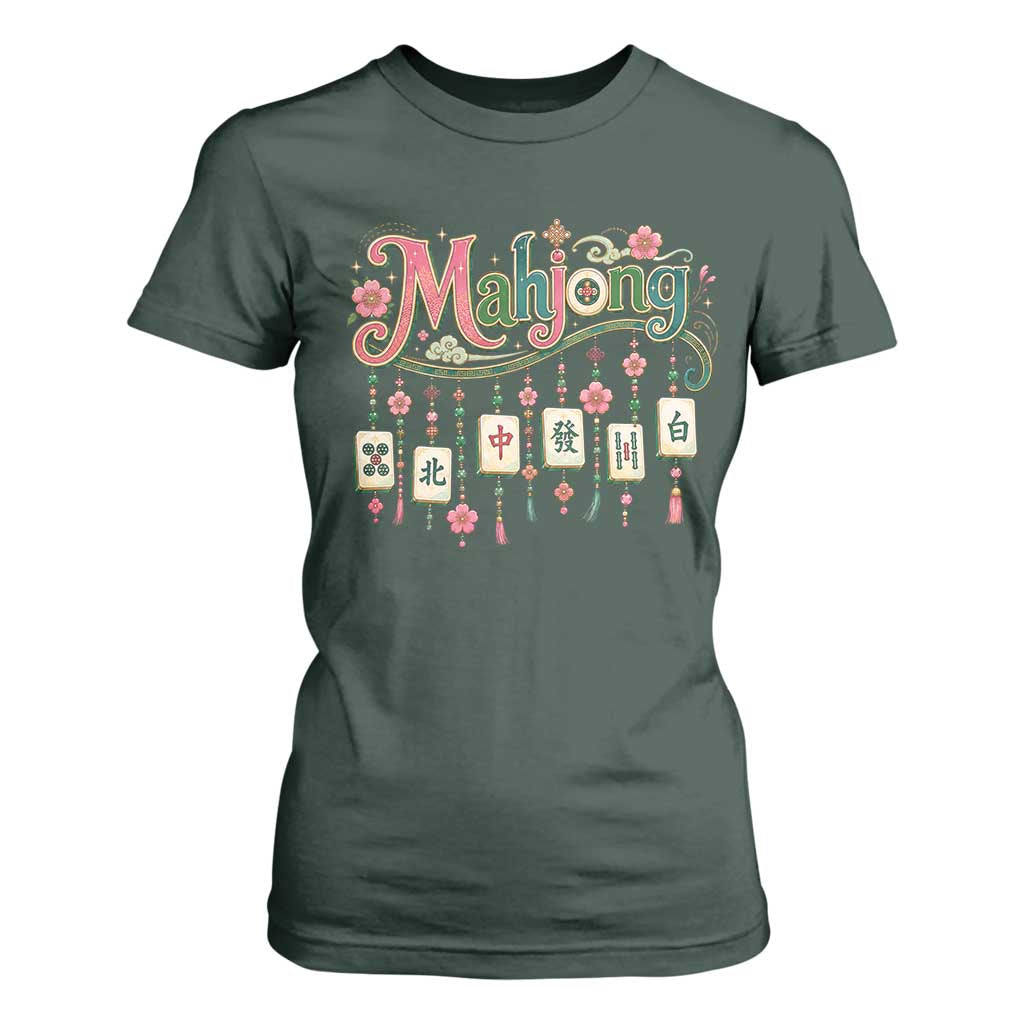 Funny Mahjong Lovers T Shirt For Women Funny Mahjong Lovers Chinese Game Floral Vintage Aesthetic Graphic