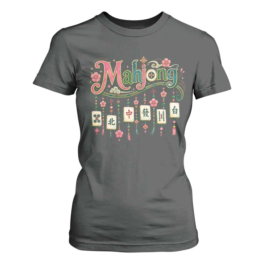 Funny Mahjong Lovers T Shirt For Women Funny Mahjong Lovers Chinese Game Floral Vintage Aesthetic Graphic