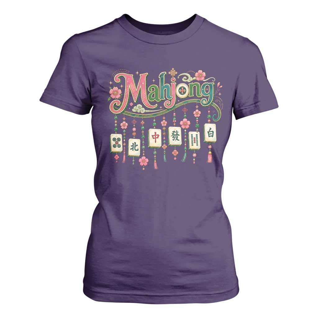 Funny Mahjong Lovers T Shirt For Women Funny Mahjong Lovers Chinese Game Floral Vintage Aesthetic Graphic