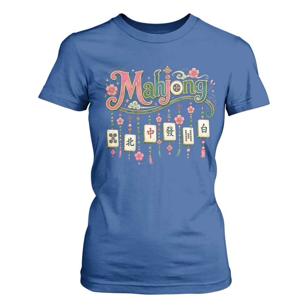 Funny Mahjong Lovers T Shirt For Women Funny Mahjong Lovers Chinese Game Floral Vintage Aesthetic Graphic