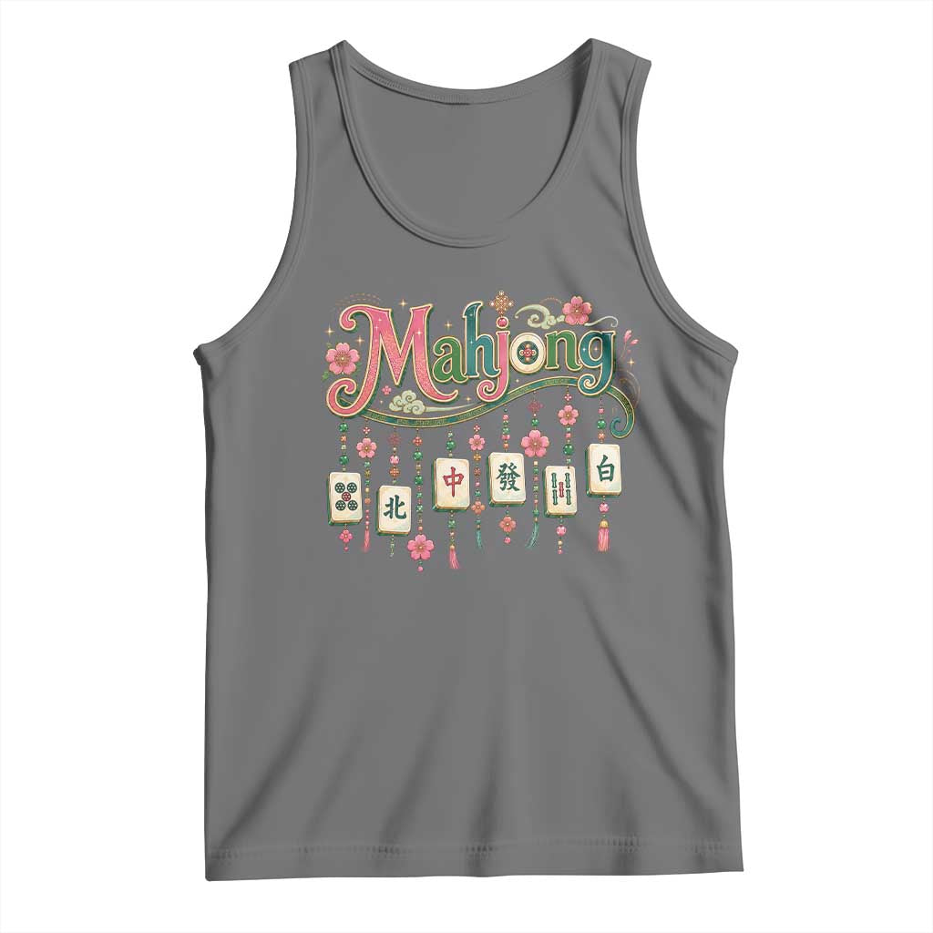 Funny Mahjong Lovers Tank Top Funny Mahjong Lovers Chinese Game Floral Vintage Aesthetic Graphic