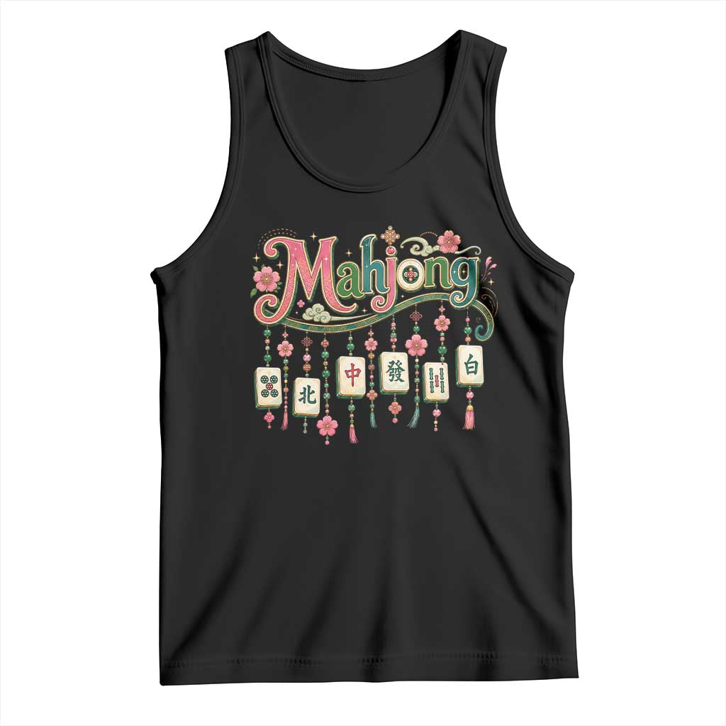 Funny Mahjong Lovers Tank Top Funny Mahjong Lovers Chinese Game Floral Vintage Aesthetic Graphic TS10 Black Print Your Wear