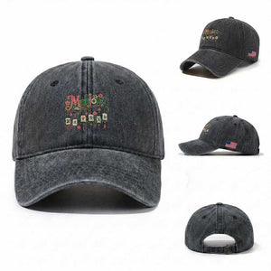 Funny Mahjong Lovers Washed Cotton Baseball Cap Funny Mahjong Lovers Chinese Game Floral Vintage Aesthetic Graphic