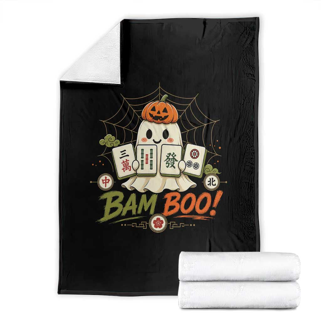 Halloween Ghost Playing Mahjong Spooky Boo Funny Costume Throw Blanket Mahjong Lover Gift TS10 Black Print Your Wear
