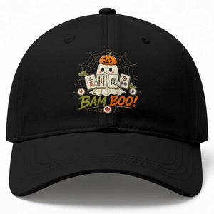 Halloween Ghost Playing Mahjong Spooky Boo Funny Costume Baseball Cap Mahjong Lover Gift