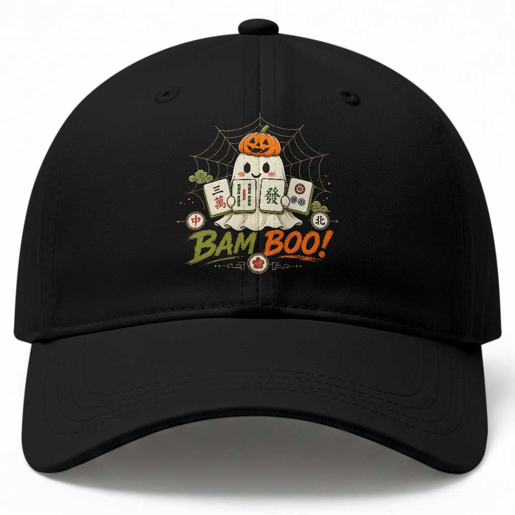 Halloween Ghost Playing Mahjong Spooky Boo Funny Costume Baseball Cap Mahjong Lover Gift TS10 Print Your Wear