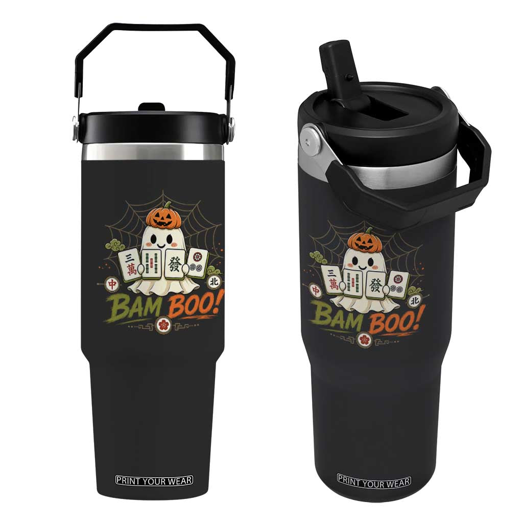 Halloween Ghost Playing Mahjong Spooky Boo Funny Costume Flip Straw Tumbler Mahjong Lover Gift TS10 One Size: 30 oz Black Print Your Wear