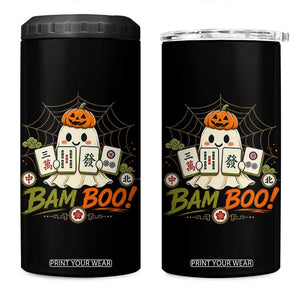 Halloween Ghost Playing Mahjong Spooky Boo Funny Costume 4 in 1 Can Cooler Tumbler Mahjong Lover Gift