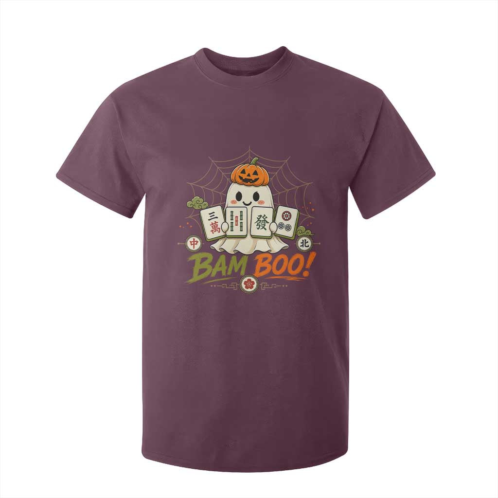 Halloween Ghost Playing Mahjong Spooky Boo Funny Costume T Shirt For Kid Mahjong Lover Gift