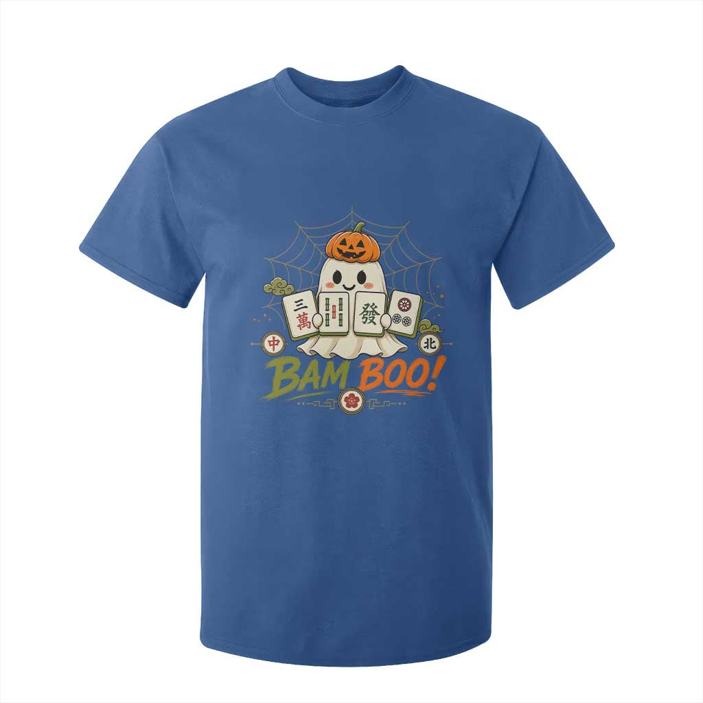 Halloween Ghost Playing Mahjong Spooky Boo Funny Costume T Shirt For Kid Mahjong Lover Gift