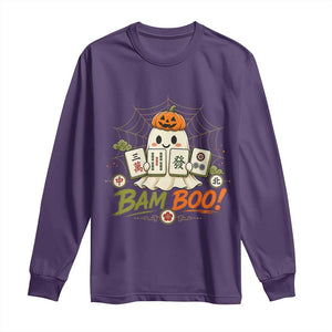 Halloween Ghost Playing Mahjong Spooky Boo Funny Costume Long Sleeve Shirt Mahjong Lover Gift