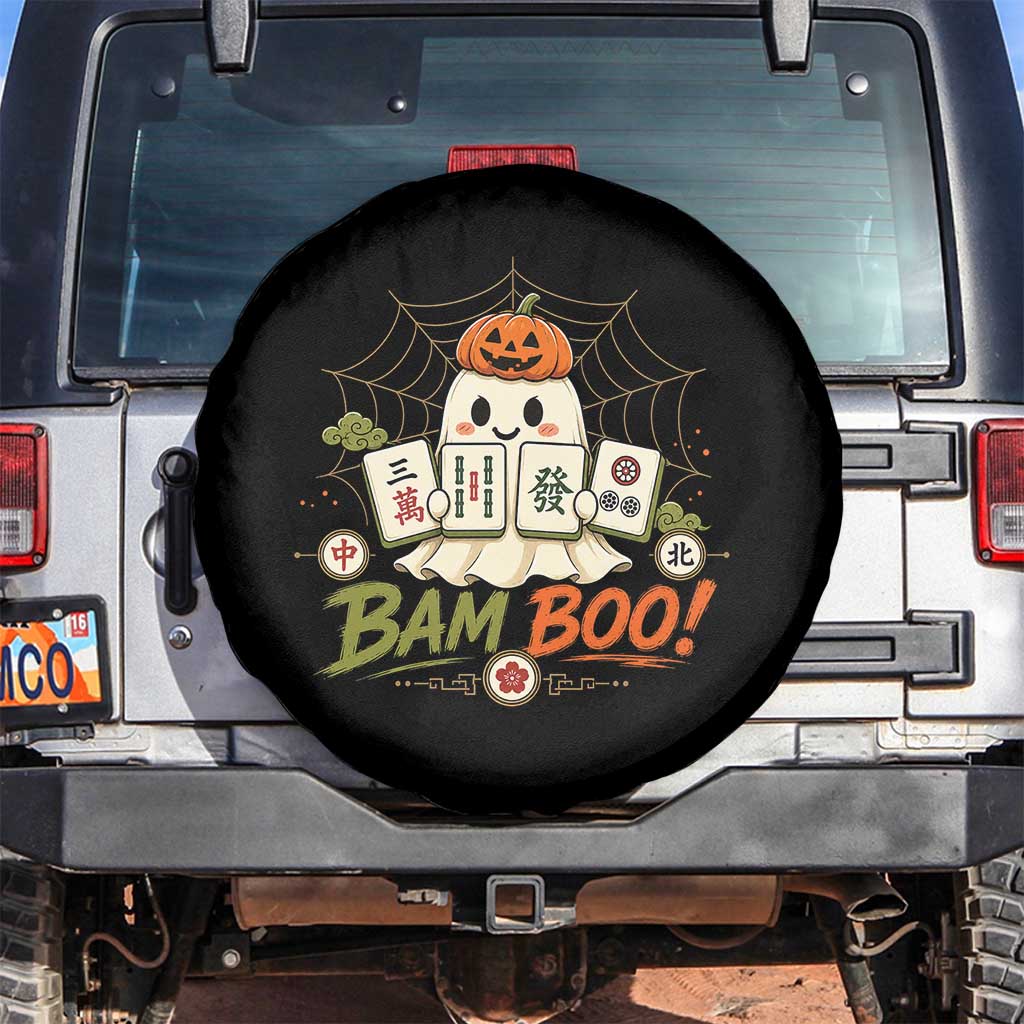 Halloween Ghost Playing Mahjong Spooky Boo Funny Costume Spare Tire Cover Mahjong Lover Gift TS10 No hole Black Print Your Wear