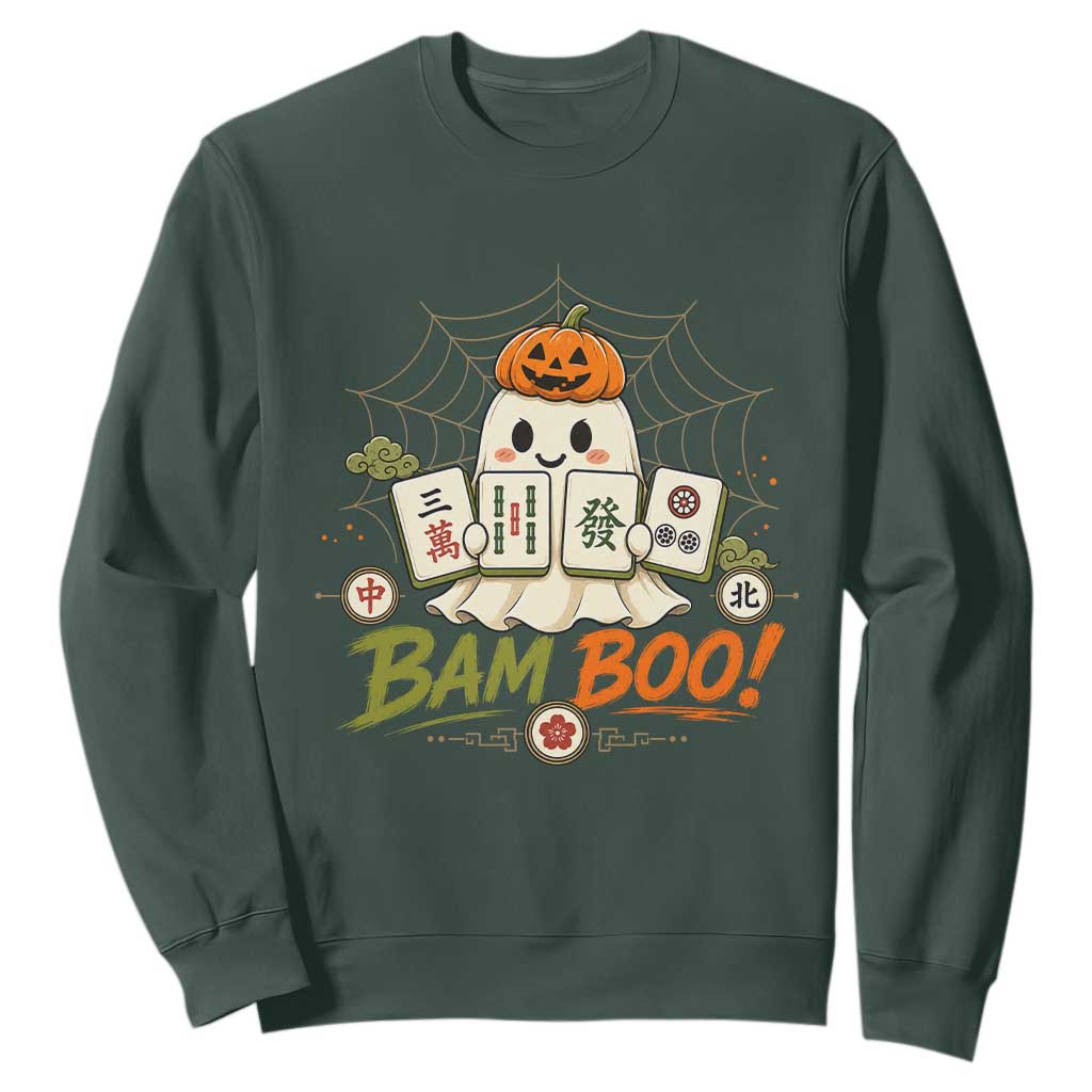 Halloween Ghost Playing Mahjong Spooky Boo Funny Costume Sweatshirt Mahjong Lover Gift