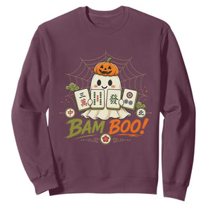 Halloween Ghost Playing Mahjong Spooky Boo Funny Costume Sweatshirt Mahjong Lover Gift