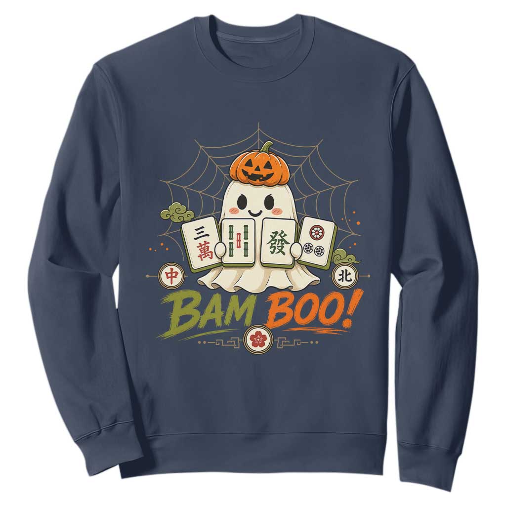 Halloween Ghost Playing Mahjong Spooky Boo Funny Costume Sweatshirt Mahjong Lover Gift