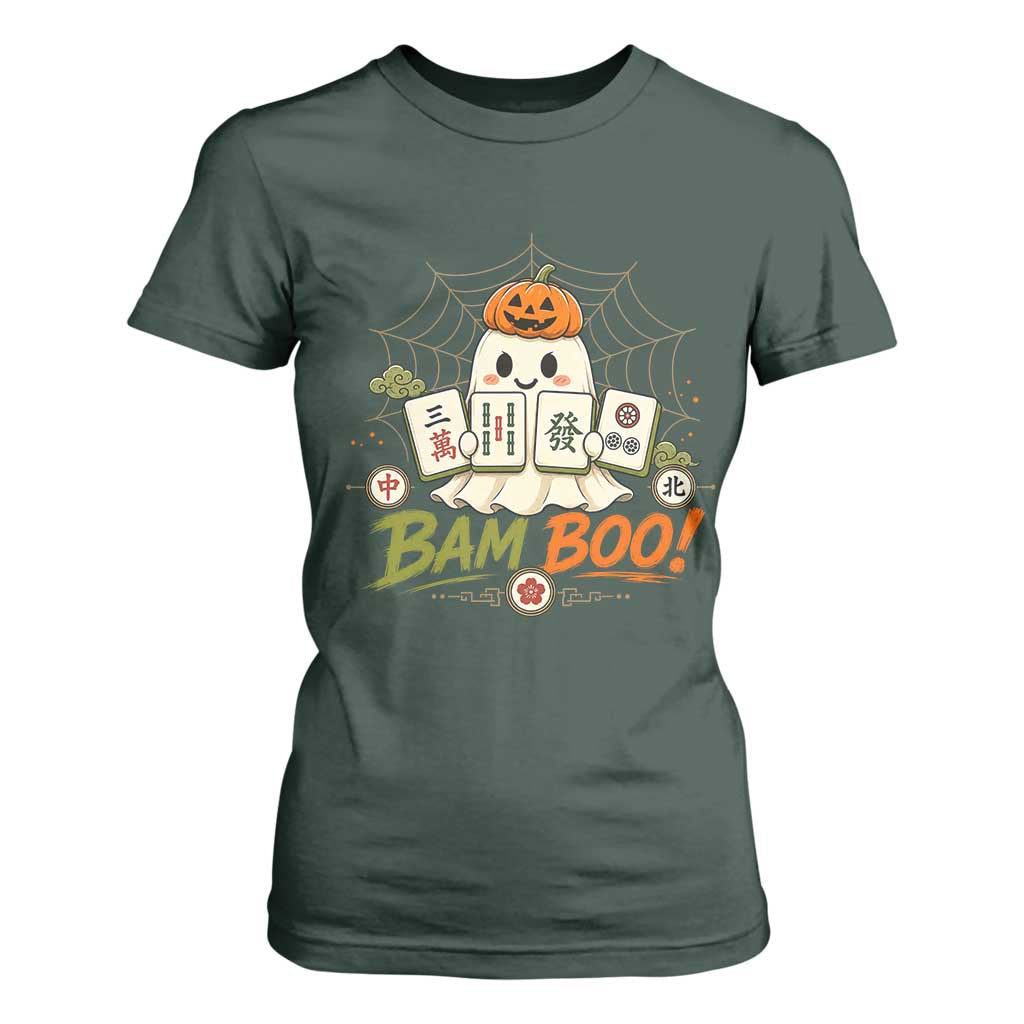 Halloween Ghost Playing Mahjong Spooky Boo Funny Costume T Shirt For Women Mahjong Lover Gift