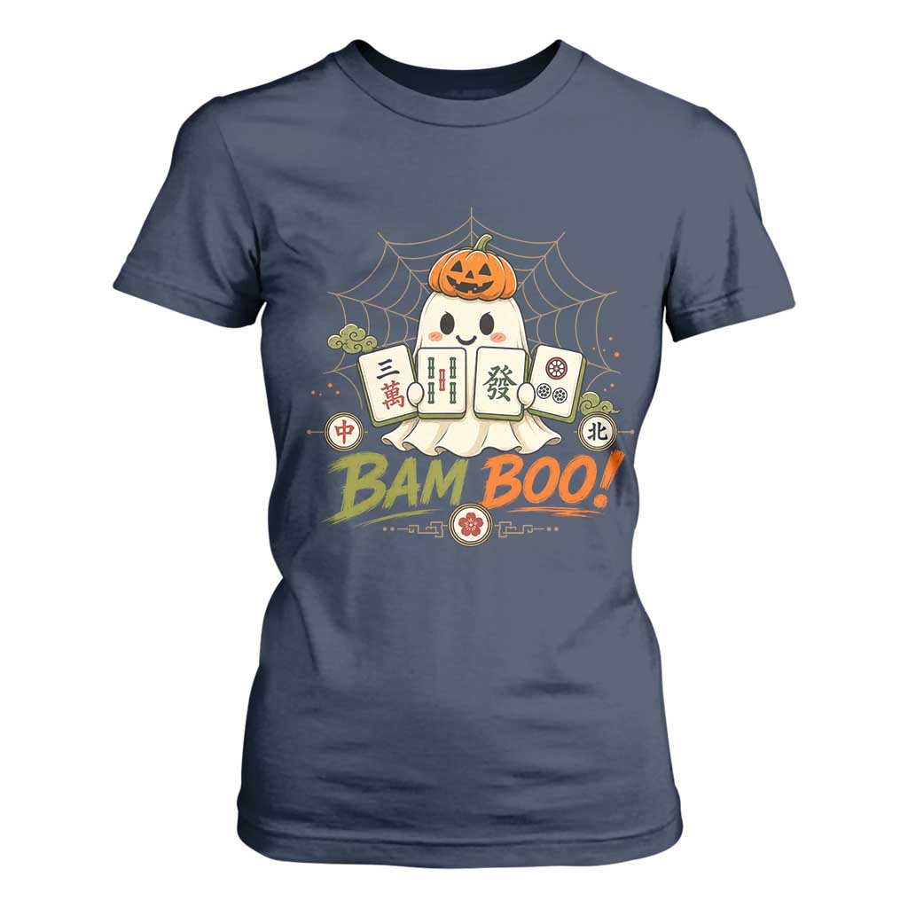 Halloween Ghost Playing Mahjong Spooky Boo Funny Costume T Shirt For Women Mahjong Lover Gift