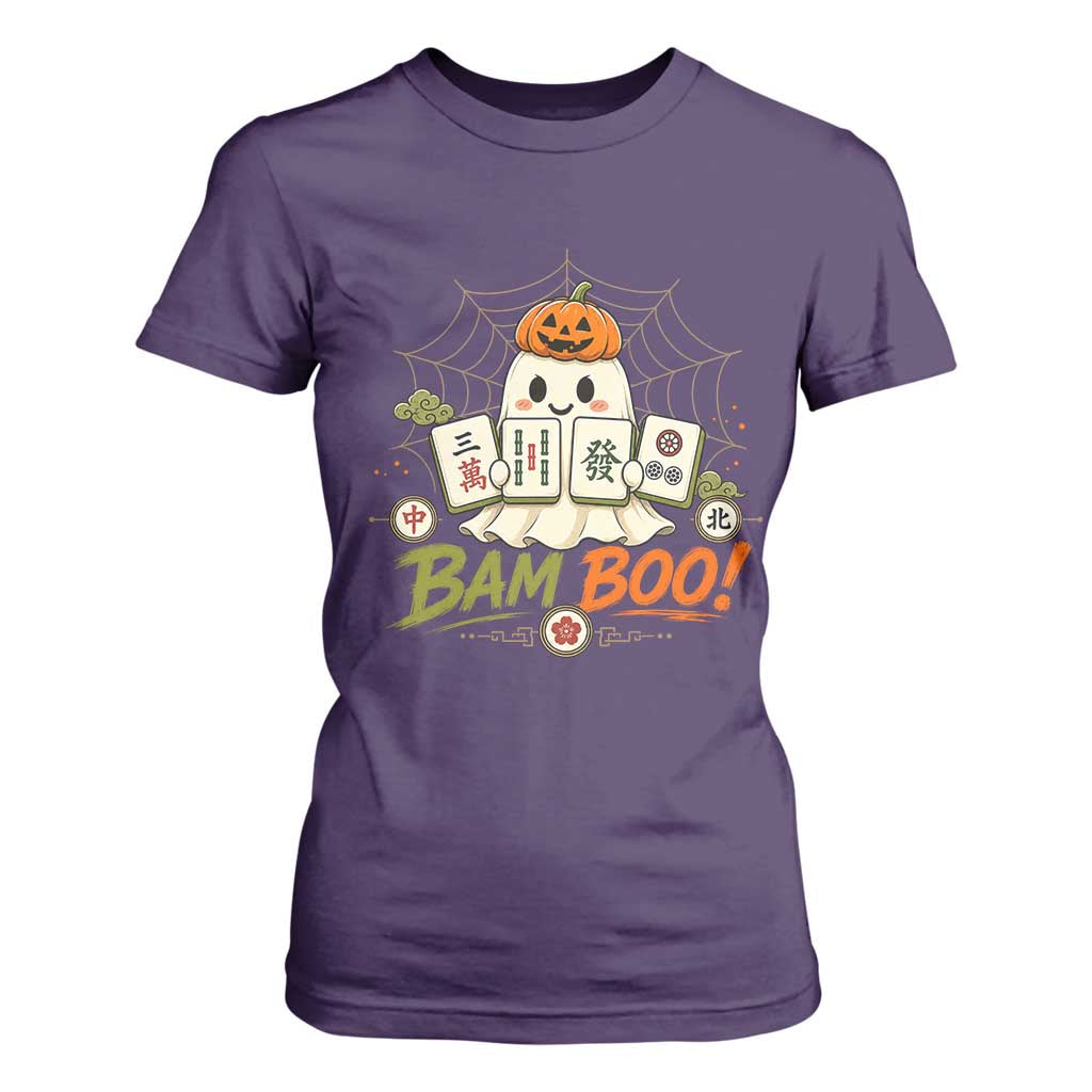 Halloween Ghost Playing Mahjong Spooky Boo Funny Costume T Shirt For Women Mahjong Lover Gift