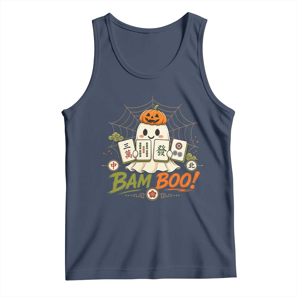 Halloween Ghost Playing Mahjong Spooky Boo Funny Costume Tank Top Mahjong Lover Gift