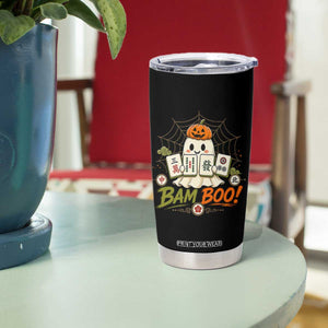 Halloween Ghost Playing Mahjong Spooky Boo Funny Costume Tumbler Cup Mahjong Lover Gift