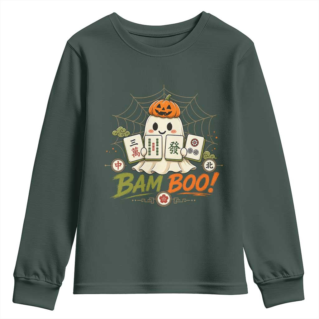 Halloween Ghost Playing Mahjong Spooky Boo Funny Costume Youth Sweatshirt Mahjong Lover Gift