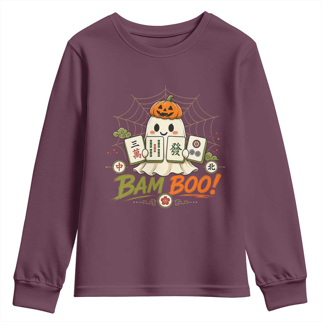 Halloween Ghost Playing Mahjong Spooky Boo Funny Costume Youth Sweatshirt Mahjong Lover Gift