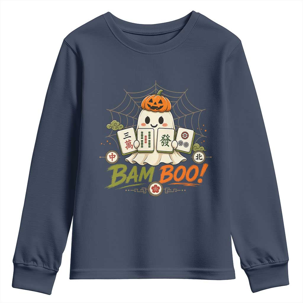 Halloween Ghost Playing Mahjong Spooky Boo Funny Costume Youth Sweatshirt Mahjong Lover Gift