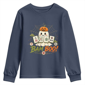 Halloween Ghost Playing Mahjong Spooky Boo Funny Costume Youth Sweatshirt Mahjong Lover Gift