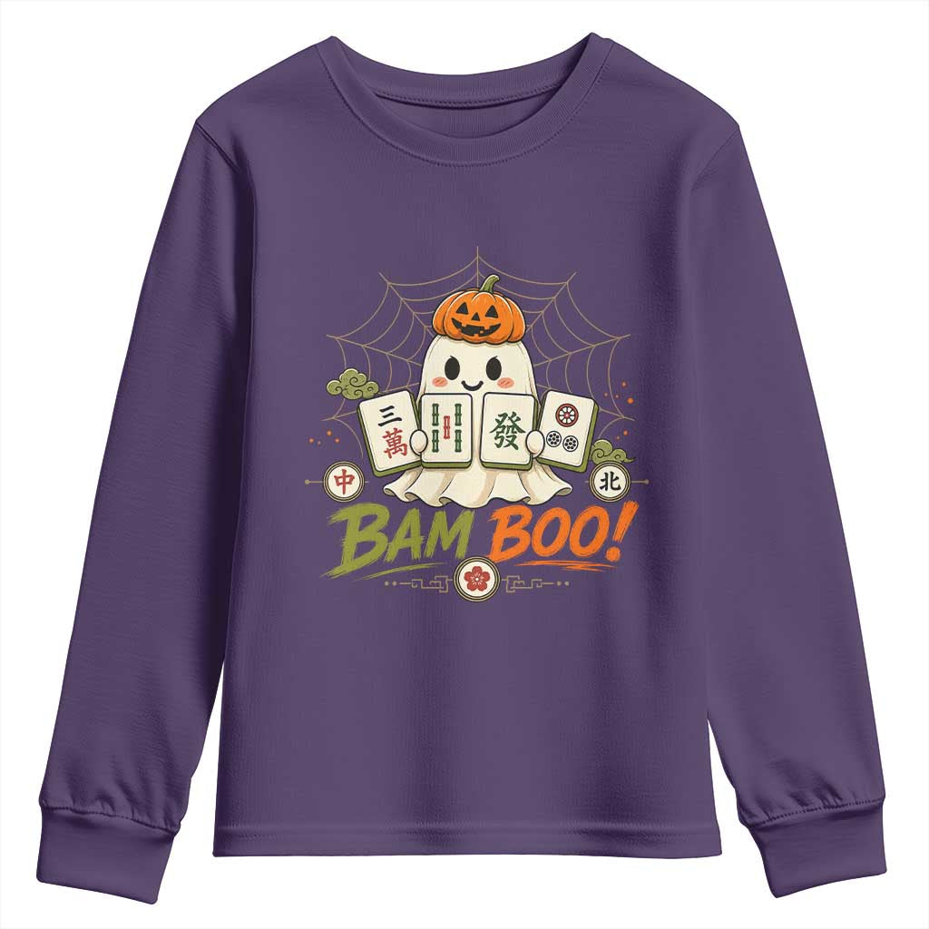 Halloween Ghost Playing Mahjong Spooky Boo Funny Costume Youth Sweatshirt Mahjong Lover Gift