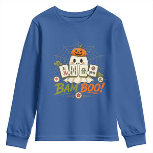 Halloween Ghost Playing Mahjong Spooky Boo Funny Costume Youth Sweatshirt Mahjong Lover Gift
