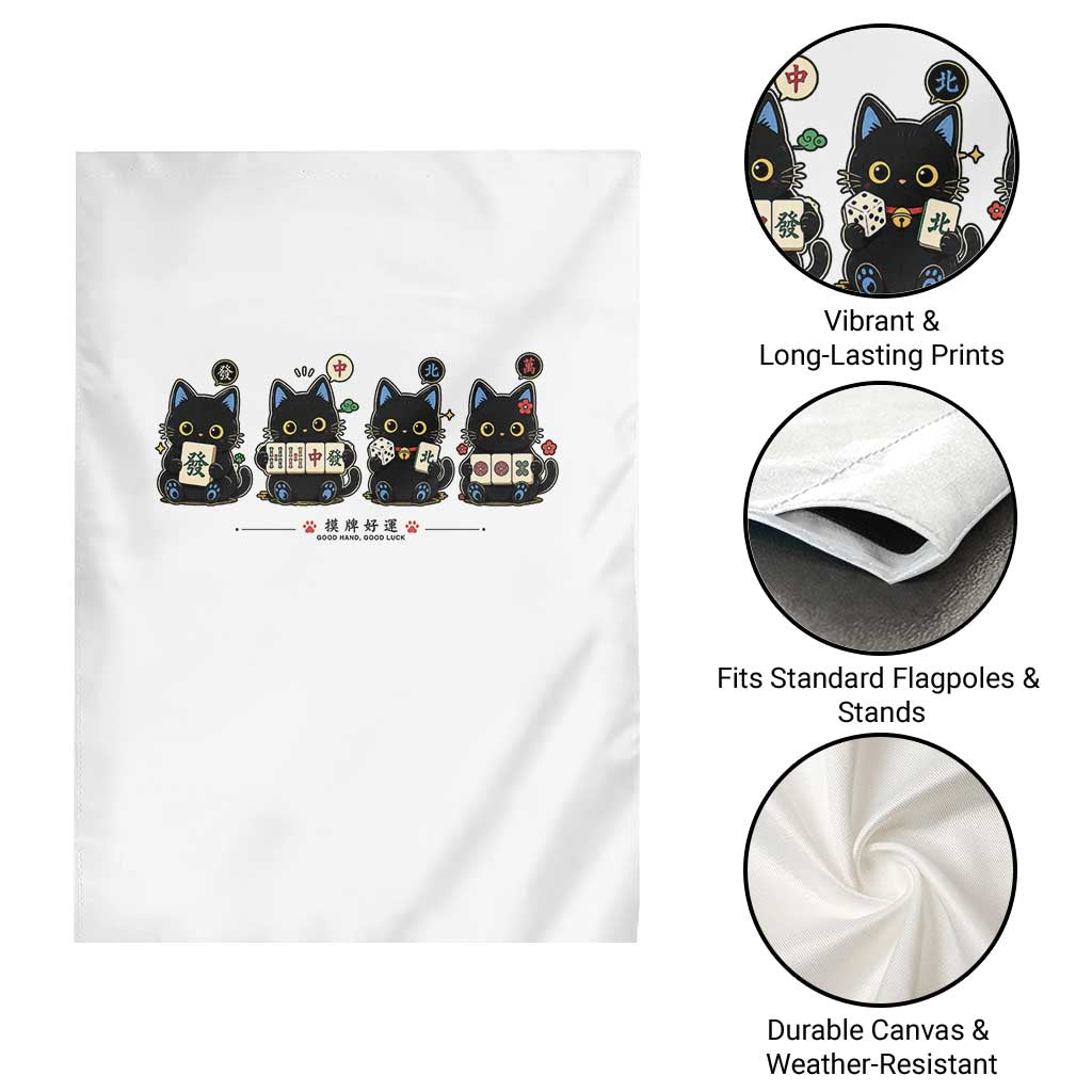 Black Cat Mahjong Lover Cute Graphic Garden Flag