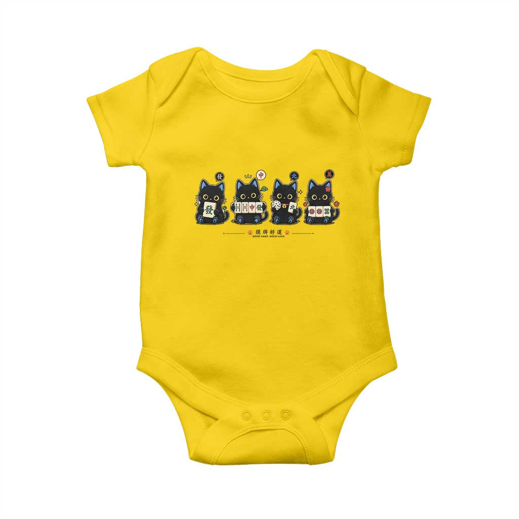 Black Cat Mahjong Lover Cute Graphic Baby Onesie