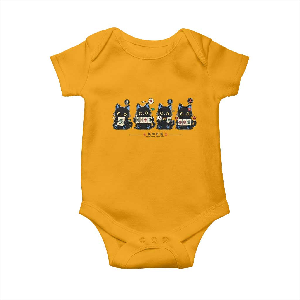 Black Cat Mahjong Lover Cute Graphic Baby Onesie