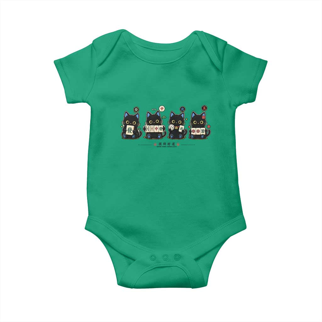 Black Cat Mahjong Lover Cute Graphic Baby Onesie
