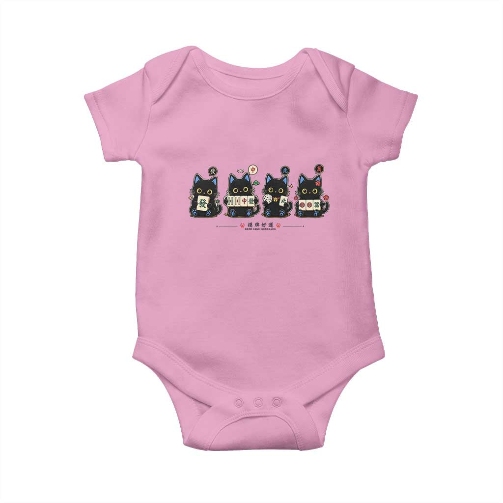 Black Cat Mahjong Lover Cute Graphic Baby Onesie